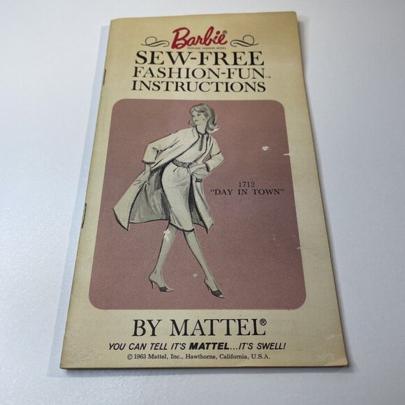 Barbie 1963 Sew-Free Fashion Fun Instructions By Mattel 1712 Day In Town  G59 - Picture 2 of 9